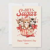 おい砂糖甘い子猫レトロおもしろいバレンタインデー シーズンカード (正面)