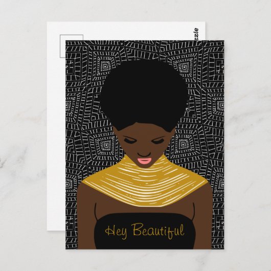 おい部族のネックレスで美しい黒人女性 ポストカード (正面/裏面)