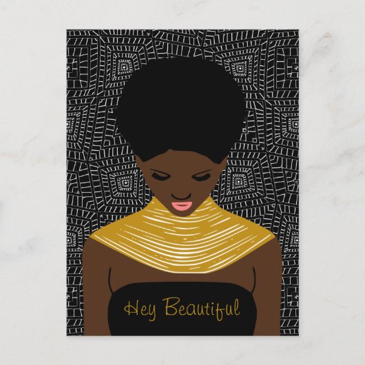 おい部族のネックレスで美しい黒人女性 ポストカード (正面)