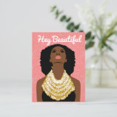 おい部族のネックレスで美しい黒人女性 ポストカード (スタンド正面)