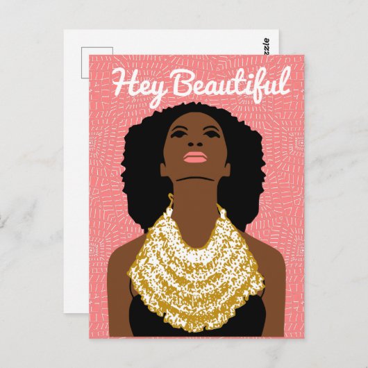 おい部族のネックレスで美しい黒人女性 ポストカード (正面/裏面)