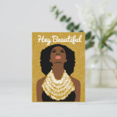 おい部族のネックレスで美しい黒人女性 ポストカード (スタンド正面)