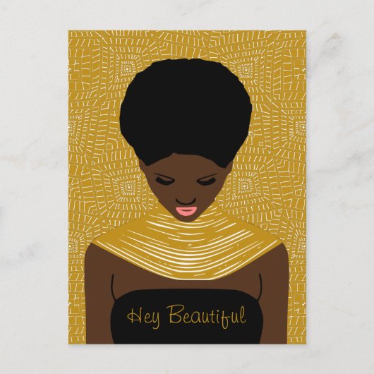 おい部族のネックレスで美しい黒人女性 ポストカード (正面)