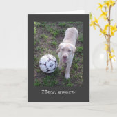 おい、スポーツ。イエロー・ラブラドール・レトリーバー子犬の父の日 カード (黄色い花)