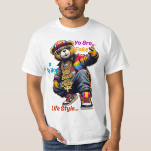 「おい、兄弟!」 抱擁ヒップホップライフスタイル – ベアーラップの Tシャツ