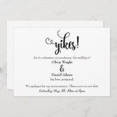 「おい！」 延期ユーモアのあるさ結婚れた発表 招待状 (正面/裏面)