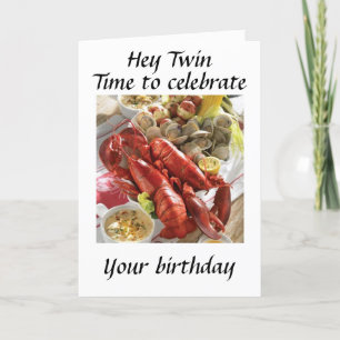 おい**TWIN**ここにロブスター沸騰誕生日の願い カード