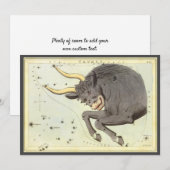 おうし座のブルー、ヴィンテージ星座天文鏡 招待状 (正面/裏面)