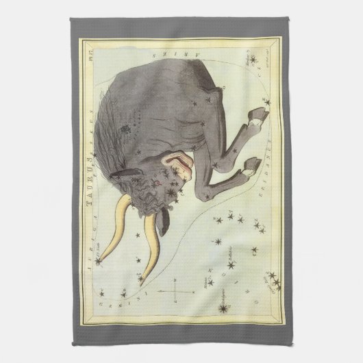 おうし座のブル、ヴィンテージ星座 ウラニアの鏡 キッチンタオル (縦)