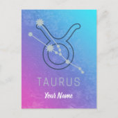 おうし座の星座マーク ウォーターカラー 占星術 シーズンポストカード (正面)
