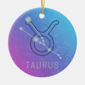おうし座の星座マーク ウォーターカラー 占星術 セラミックオーナメント (正面)