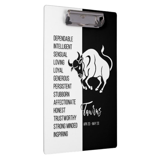 おうし座の〔占星術の〕十二宮図記号白黒クリップボード クリップボード (右)