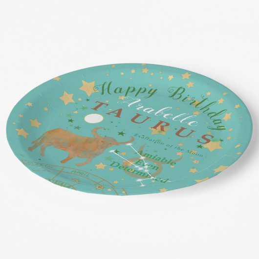 おうし座ヴィンテージ〔占星術の〕十二宮図 ペーパープレート (アングル)