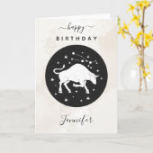 おうし座 占星術 ゾディアック サイン ホロスコープ エレガント カード (黄色い花)