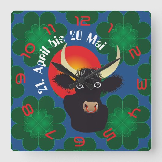 おうし座 4月21日～5月20日 スクエア壁時計 (正面)