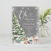 おおおもしろいかわいい銀色の動物の鹿 招待状 (スタンド正面)