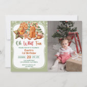 おおおもしろい!クリスマスクッキー誕生日パーティーの写真 招待状 (正面)