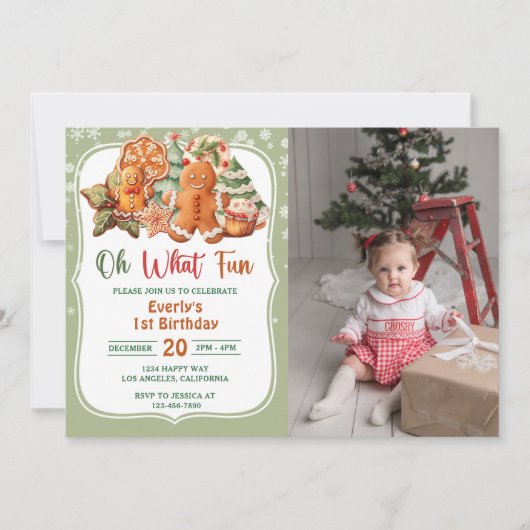 おおおもしろい!クリスマスクッキー誕生日パーティーの写真 招待状 (正面)