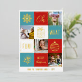 おおおもしろい!クリスマスコラージュのスナップショット金ゴールド 箔シーズンカード (立ち正面)