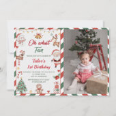 おおおもしろい!クリスマスサンタ1st誕生日の写真 招待状 (正面)