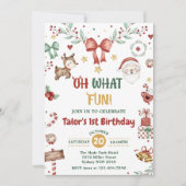 おおおもしろい!クリスマスサンタ1st誕生日パーティー 招待状 (正面)