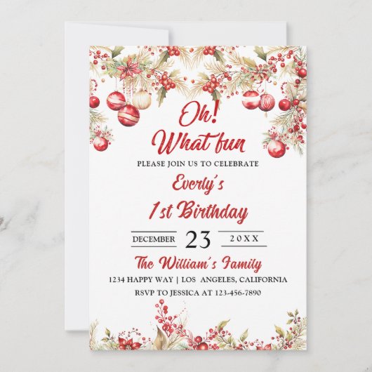 おおおもしろい!クリスマスフローラ誕生会 招待状 (正面)