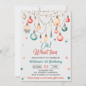 おおおもしろい!クリスマスボールオーナメント誕生日 招待状 (正面)