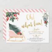 おおおもしろい!ターニングワンクリスマスファースト誕生日 招待状 (正面/裏面)