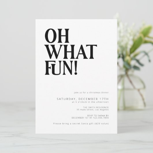 おおおもしろい!モダン&ミニマリストのクリスマスパーティー 招待状 (スタンド正面)