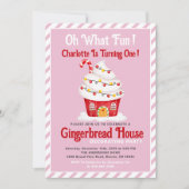 おおおもしろい!1歳の誕生日ジンジャーブレッドキャンディーケーン 招待状 (正面)