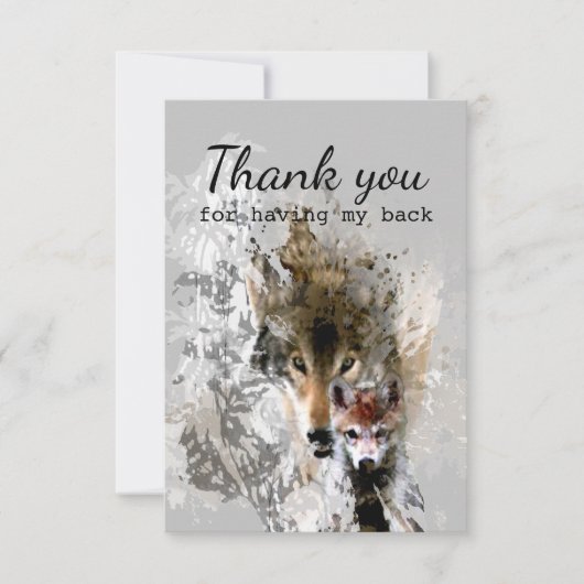おおかみと赤ちゃんを飼ってくれてありがとう サンキューカード (正面)