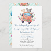 おおかみ少年の歓喜の遠吠え！かわいいオオカミちゃんのベビーシャワー 招待状 (正面/裏面)