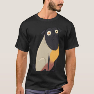 おおきな目とカラフルな体が可愛いパグのキャラクター Tシャツ