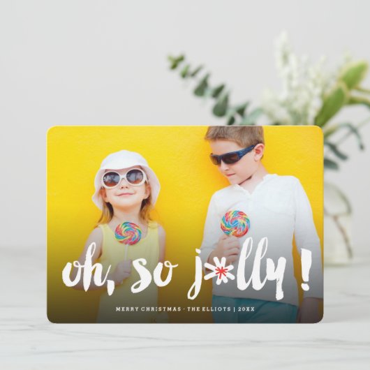 おおすてき!Pom Pomブラシスクリプトおもしろいモダン写真 シーズンカード (スタンド正面)