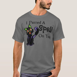 おおもしろい前に黒猫のレトロを掛ける Tシャツ