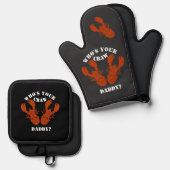 おおもしろい前のクルーパパは誰だ? 鍋つかみ&鍋敷きセット (正面/裏面)