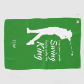 おおもしろい前のスイングを見た男のゴルフ引用文 ゴルフタオル (横)