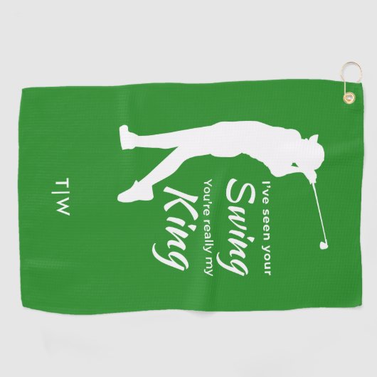 おおもしろい前のスイングを見た男のゴルフ引用文 ゴルフタオル (横)