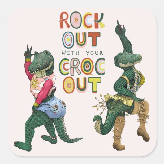 おおもしろい前の悪党とクロコダイル・プン・ロックアウト スクエアシール (正面)