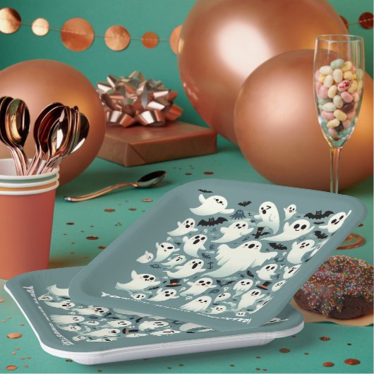 おおもしろい前はゴーストだ！幽霊 ペーパープレート (複数)