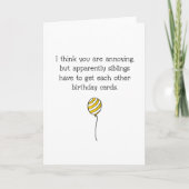 おおもしろい前は迷惑な兄弟姉妹誕生日 カード (正面)