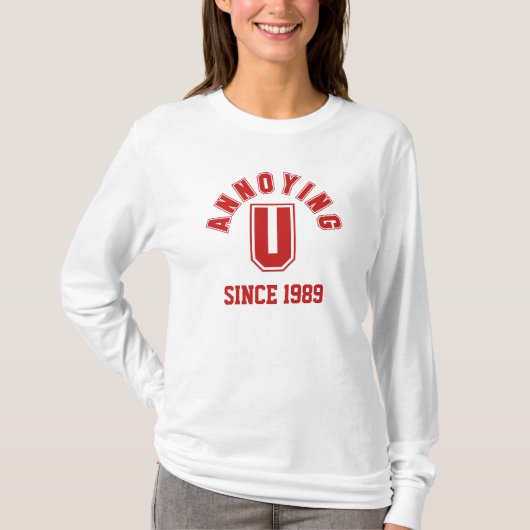 おおもしろい困りレディース汗シャツ赤 Tシャツ (正面)