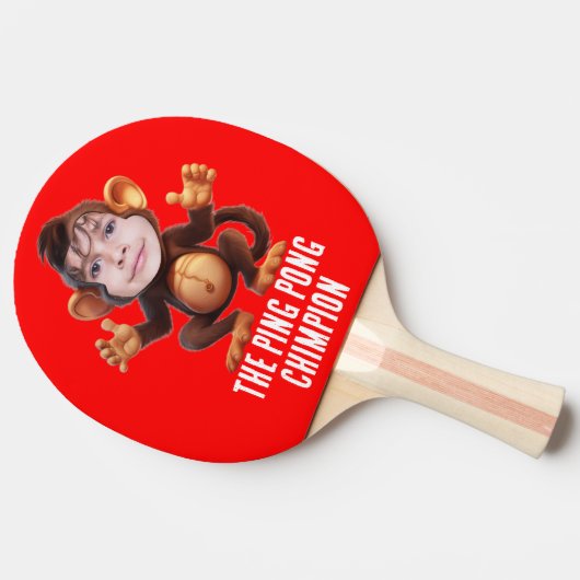 おおもしろい客様の顔を追加するPunチャンピオンのモンキーチンゲーム 卓球ラケット (横)