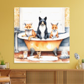 おおもしろい風呂に入る動物 キャンバスプリント (インサイチュ (リビング))