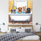 おおもしろい風呂に入る動物 キャンバスプリント (インサイチュ (寝室))