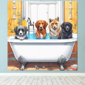 おおもしろい風呂に入る動物 キャンバスプリント (インサイチュ (ウッドフロア))