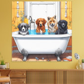 おおもしろい風呂に入る動物 キャンバスプリント (インサイチュ (リビング))