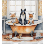 おおもしろい風呂に入る動物 シャワーカーテン (正面)