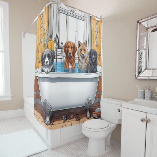 おおもしろい風呂に入る動物 シャワーカーテン (インサイチュ)