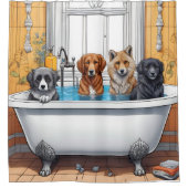 おおもしろい風呂に入る動物 シャワーカーテン (正面)